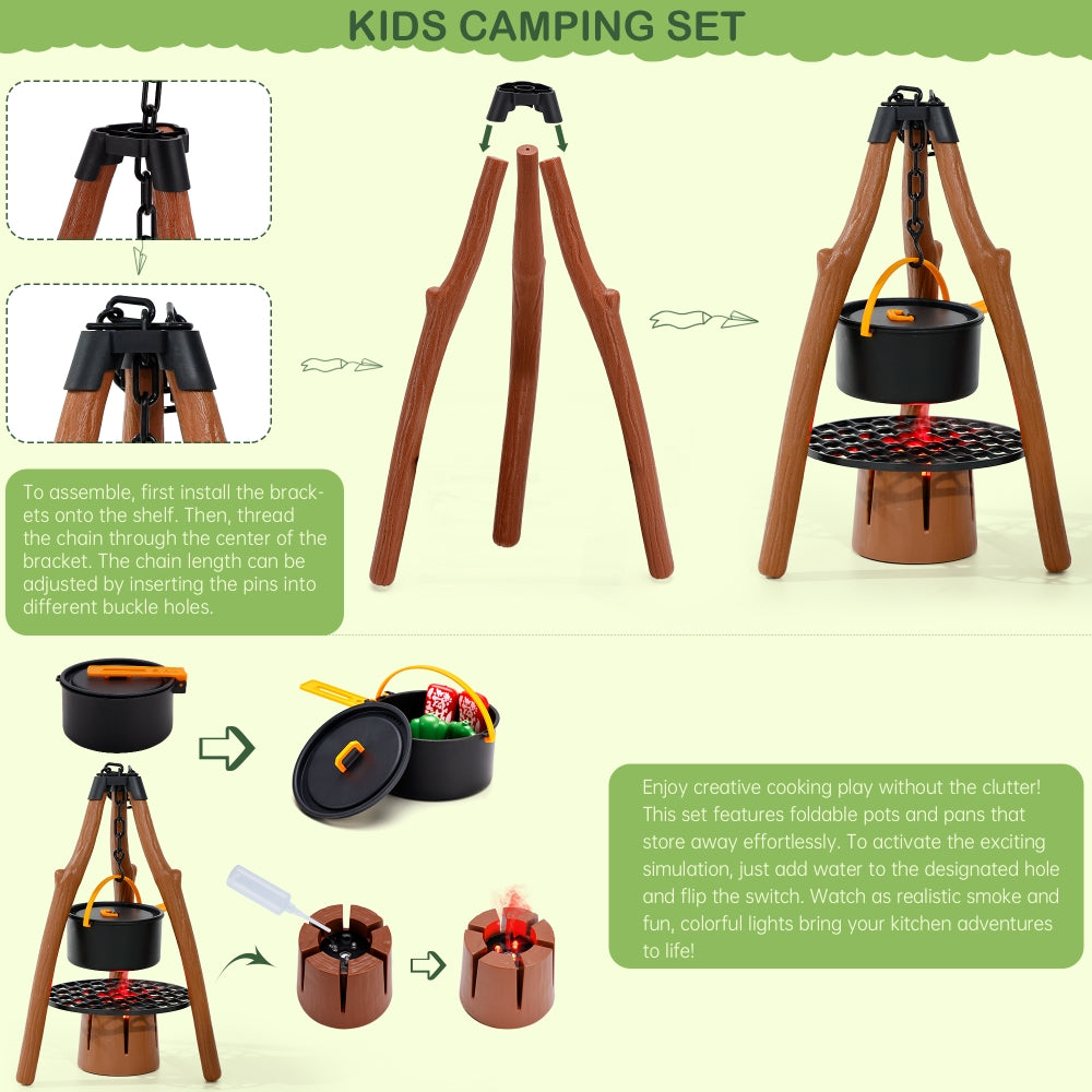 42Pcs Camping Pretend Play Tent Toy Campfire Kids Camping Set with Tent73