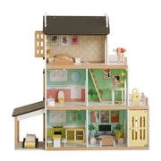3Story Wooden Lighting Doll House With Balcony 20 Accessories Toy For 3+Year Kid