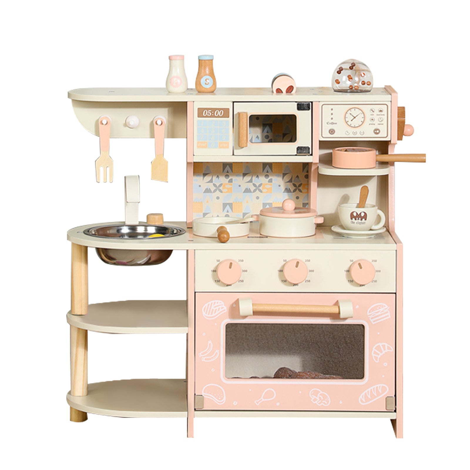 Simulation Pink Coffee Machine Play Kitchen Dishes Cooktop Set Pretend Kid Toy