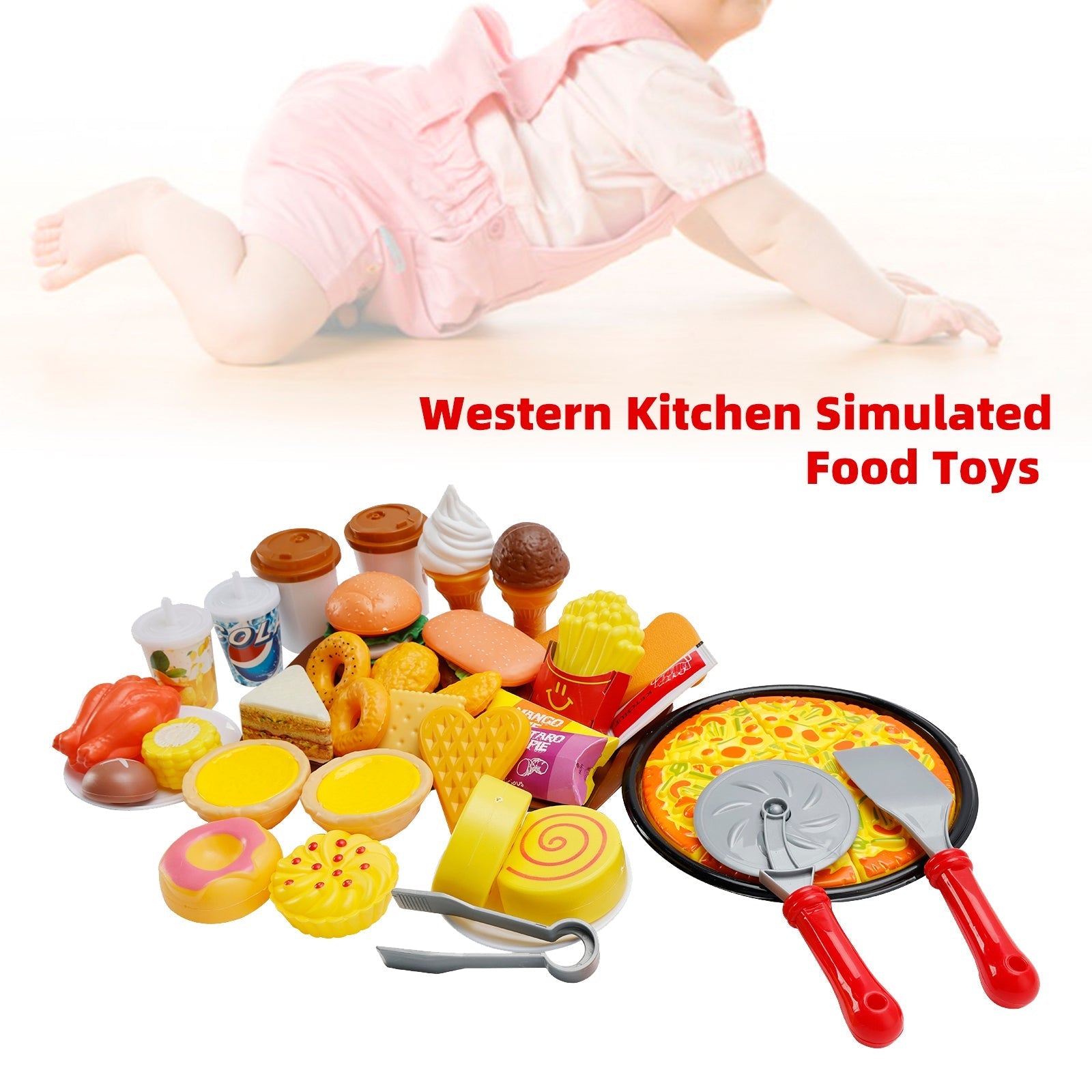82 Pieces Birthday Cake Toy Play Food Set Plastic Kitchen Cutting Pretend Toys