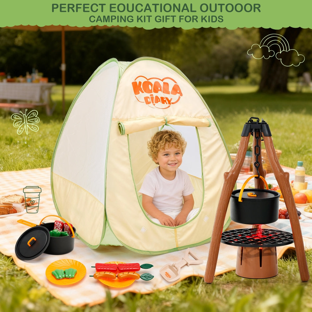 42Pcs Camping Pretend Play Tent Toy Campfire Kids Camping Set with Tent73