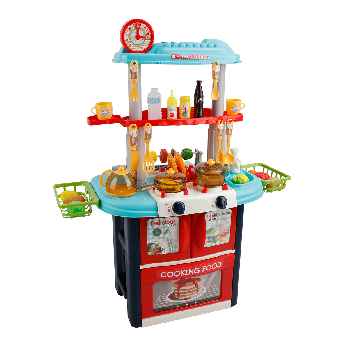 Plastic Tableware Kitchen Set With Sound, Light And Spray Function Kid Toy Blue