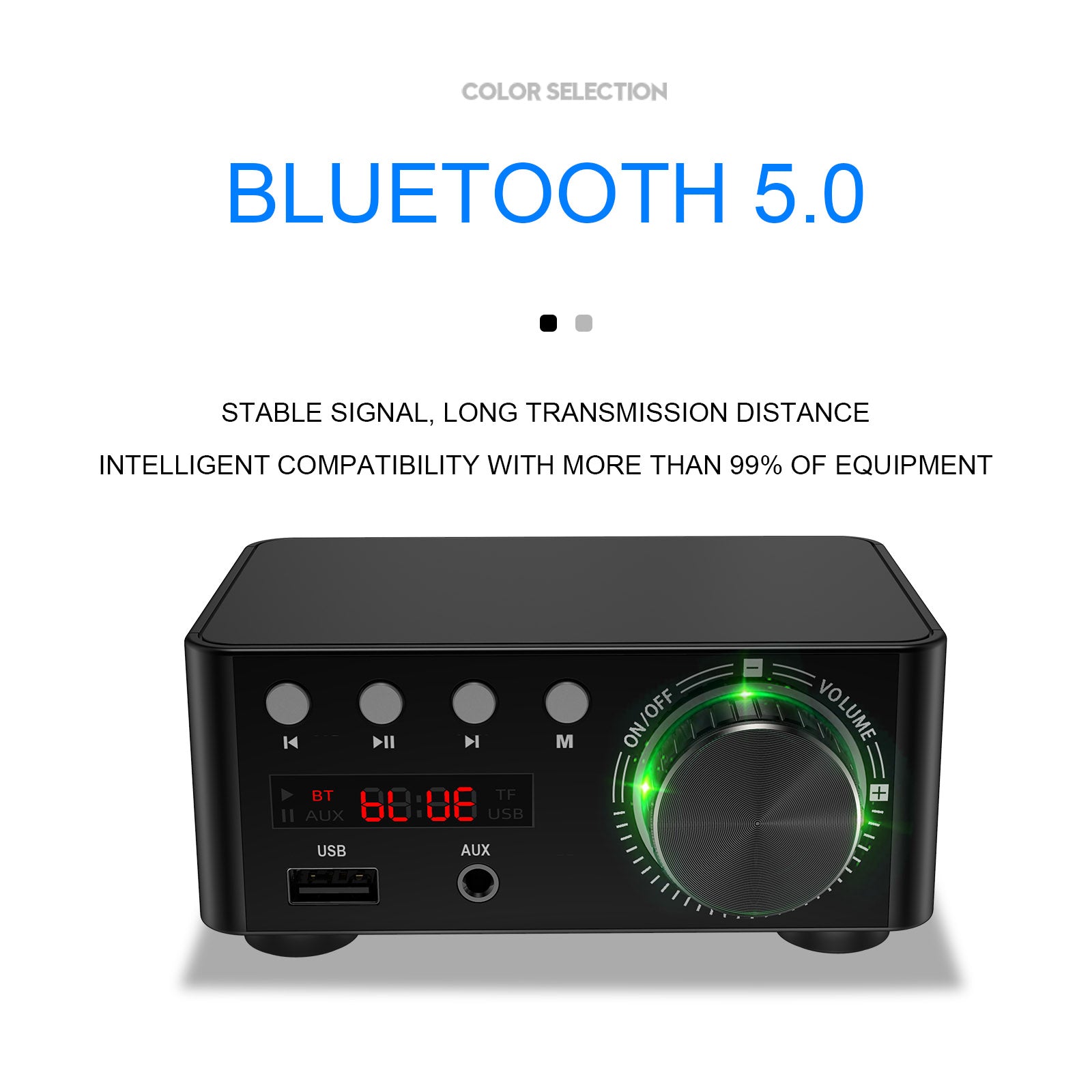 12-24V 50W+50W Bluetooth 5.0 Digital Power Sound Amplifier Desktop HiFi Stereo