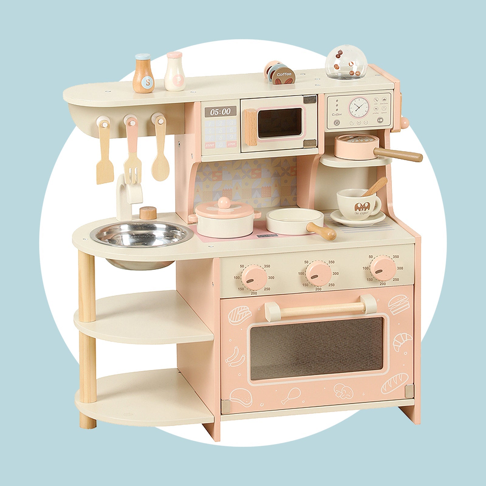 Simulation Pink Coffee Machine Play Kitchen Dishes Cooktop Set Pretend Kid Toy