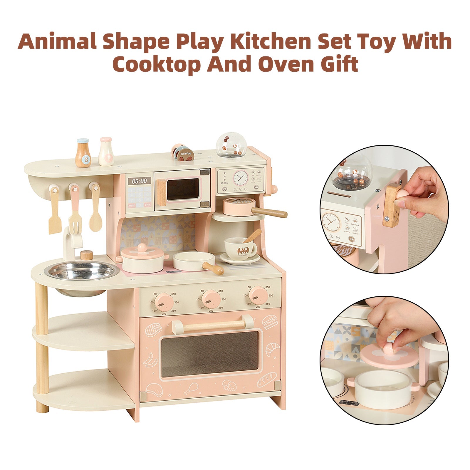 Simulation Pink Coffee Machine Play Kitchen Dishes Cooktop Set Pretend Kid Toy