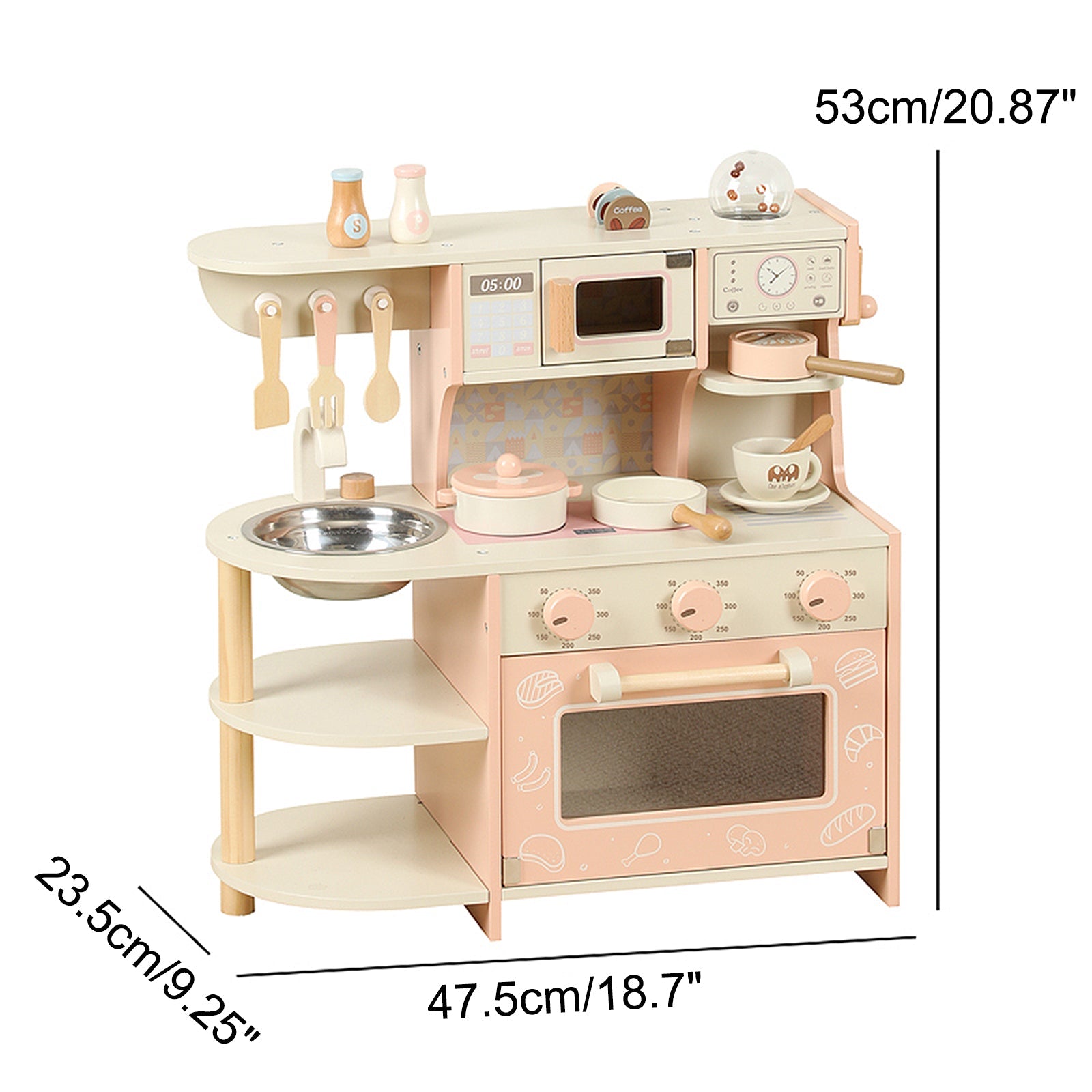 Simulation Pink Coffee Machine Play Kitchen Dishes Cooktop Set Pretend Kid Toy