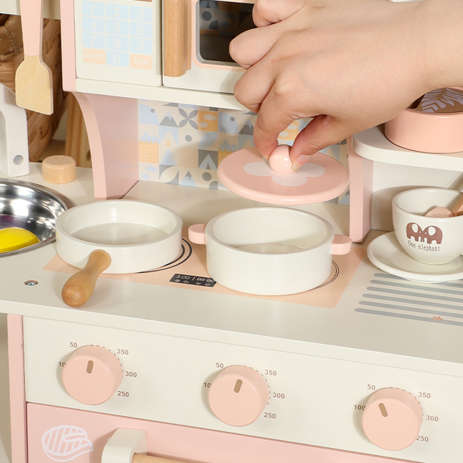 Simulation Pink Coffee Machine Play Kitchen Dishes Cooktop Set Pretend Kid Toy