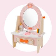 Kid Girls Vanity Table Children Dressing Mirror Make Up Desk Toy Play Gift Set