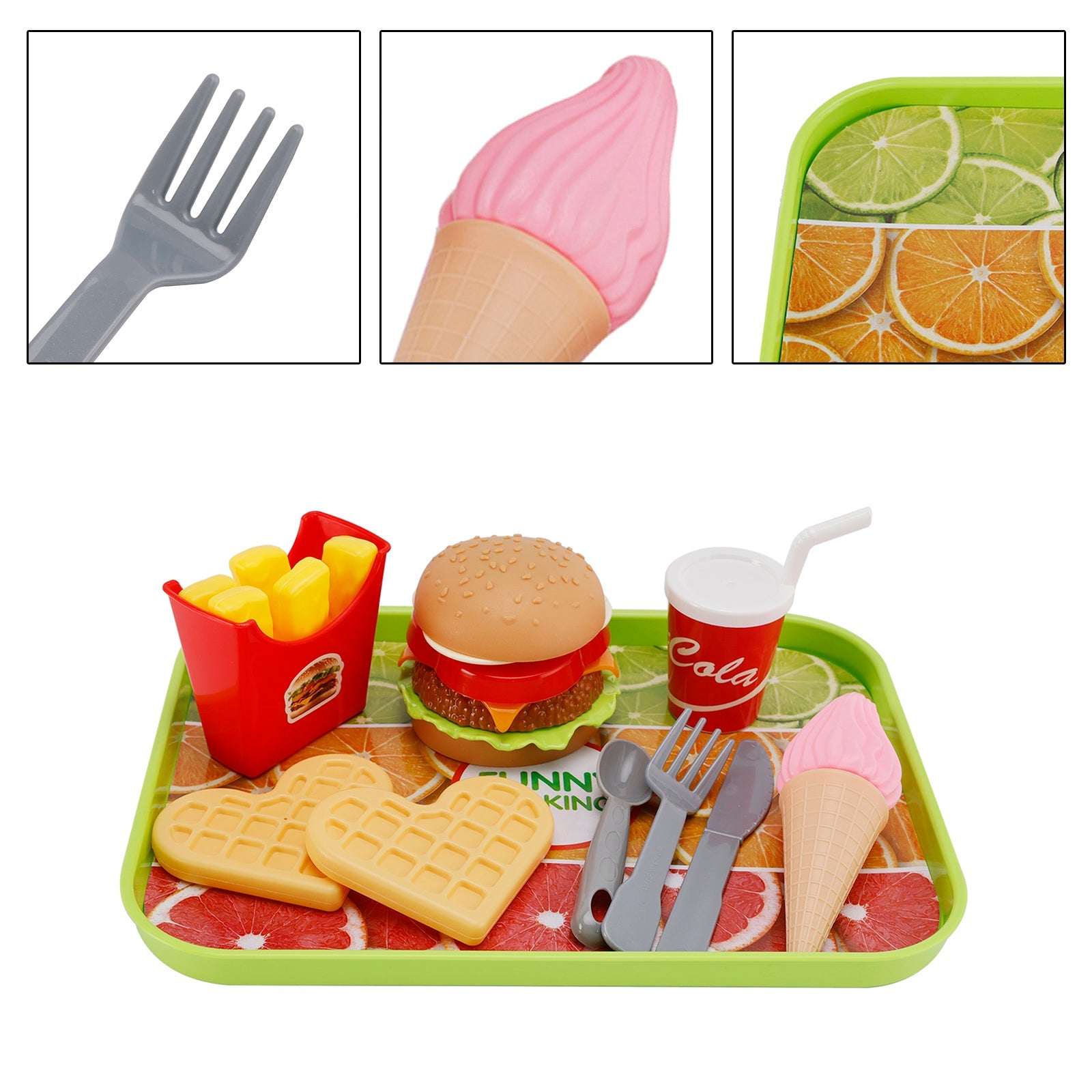 Hamburger Waffles Fries Drink Play Food Kitchen Set Children Toy Set For Kid