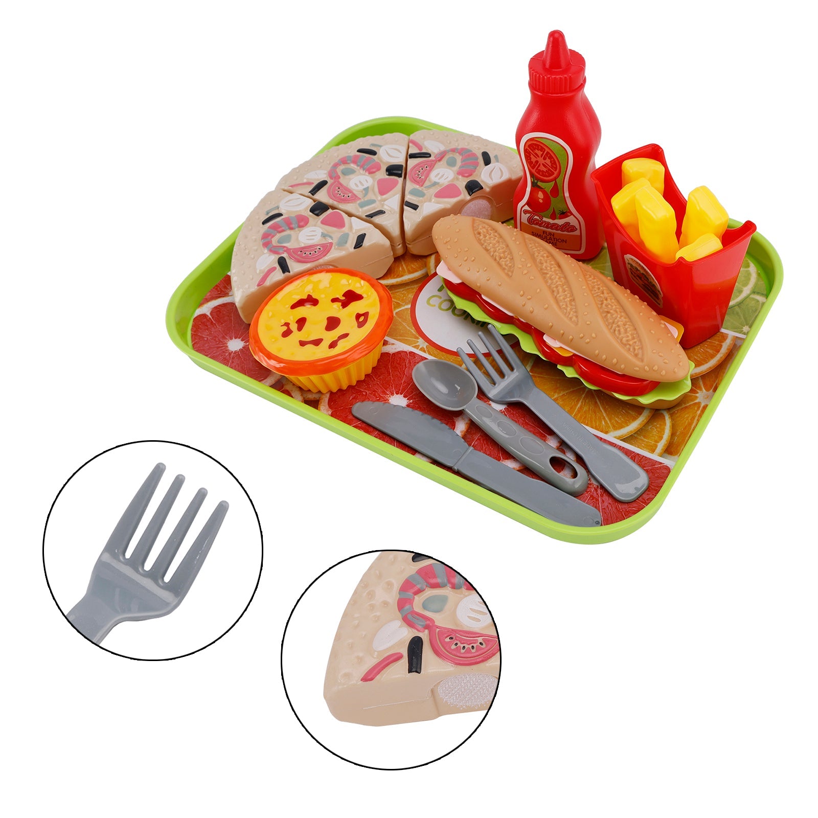 Pizza Egg Tart Hot Dog Fries Play Food Kitchen Set Children Toy Set For Kid