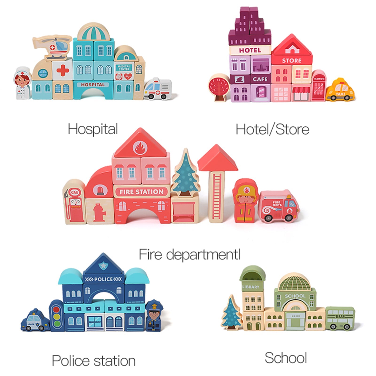 Urban Street Scene Building Blocks Set for Toddlers -140 Durable Blocks with Educational Puzzle-Kid’s Blocks