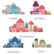 Urban Street Scene Building Blocks Set for Toddlers -140 Durable Blocks with Educational Puzzle-Kid’s Blocks