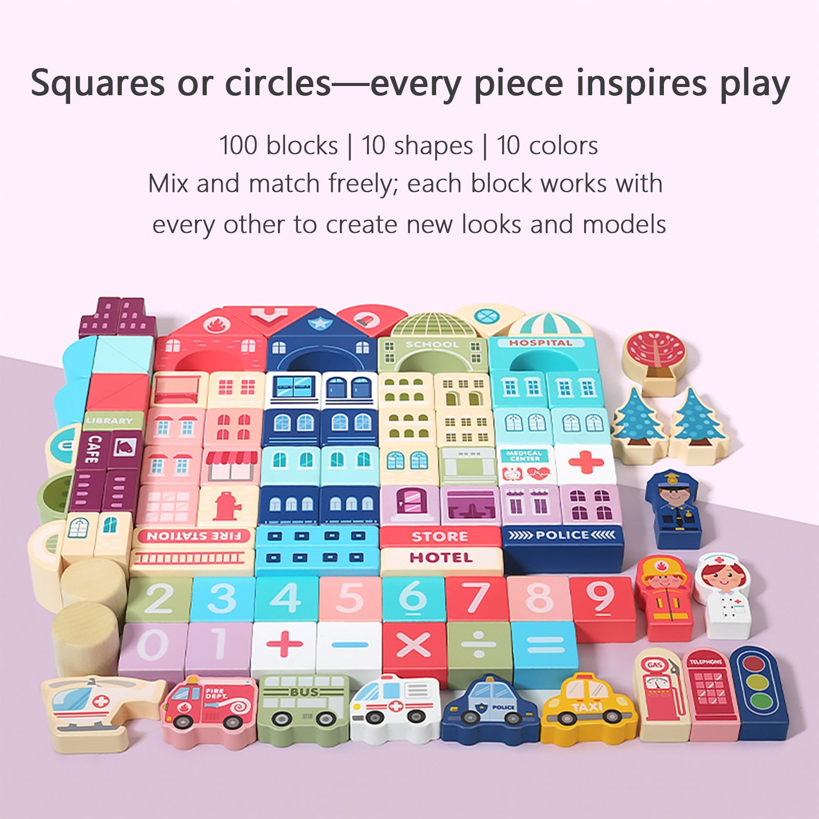 Urban Street Scene Building Blocks Set for Toddlers -140 Durable Blocks with Educational Puzzle-Kid’s Blocks
