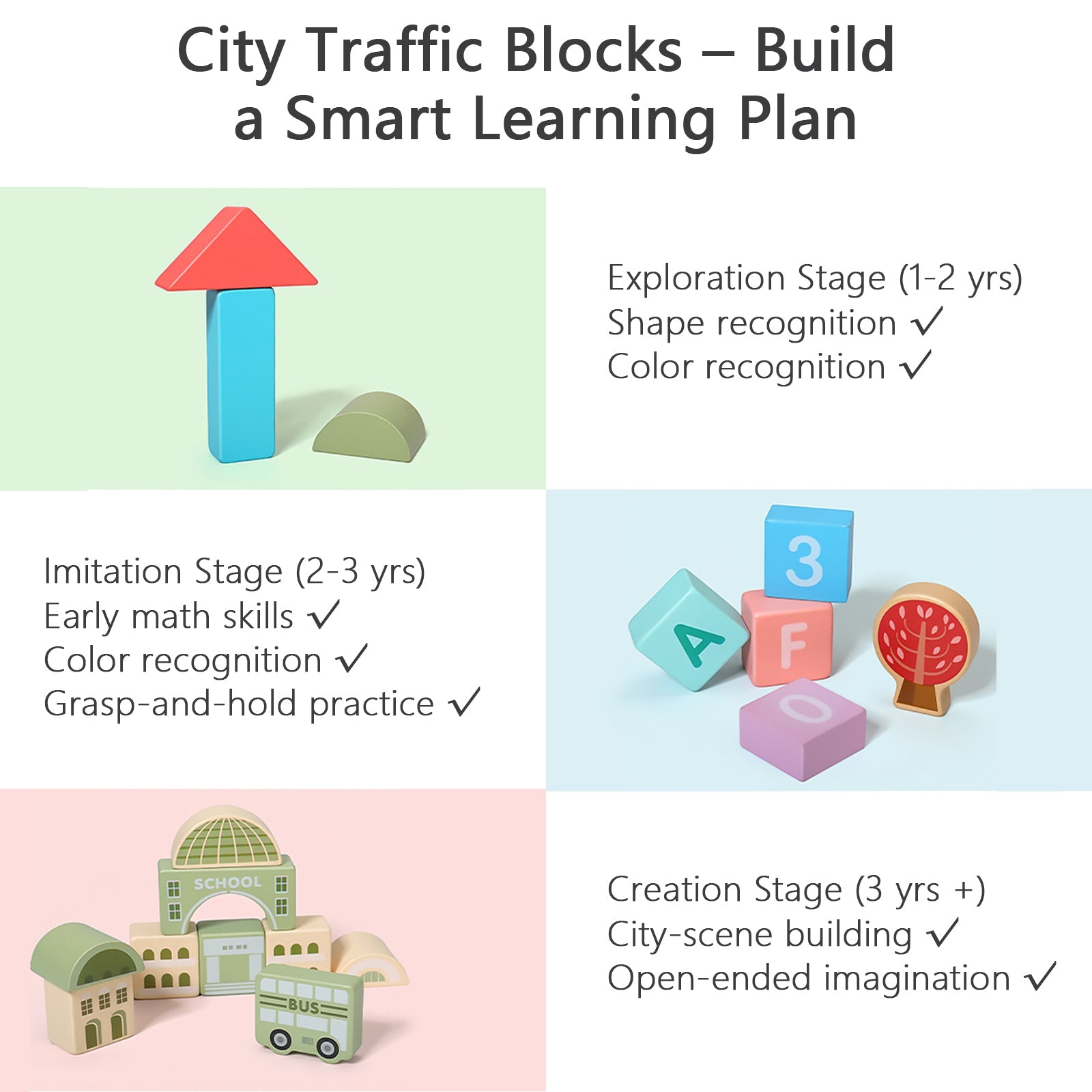 Urban Street Scene Building Blocks Set for Toddlers -140 Durable Blocks with Educational Puzzle-Kid’s Blocks