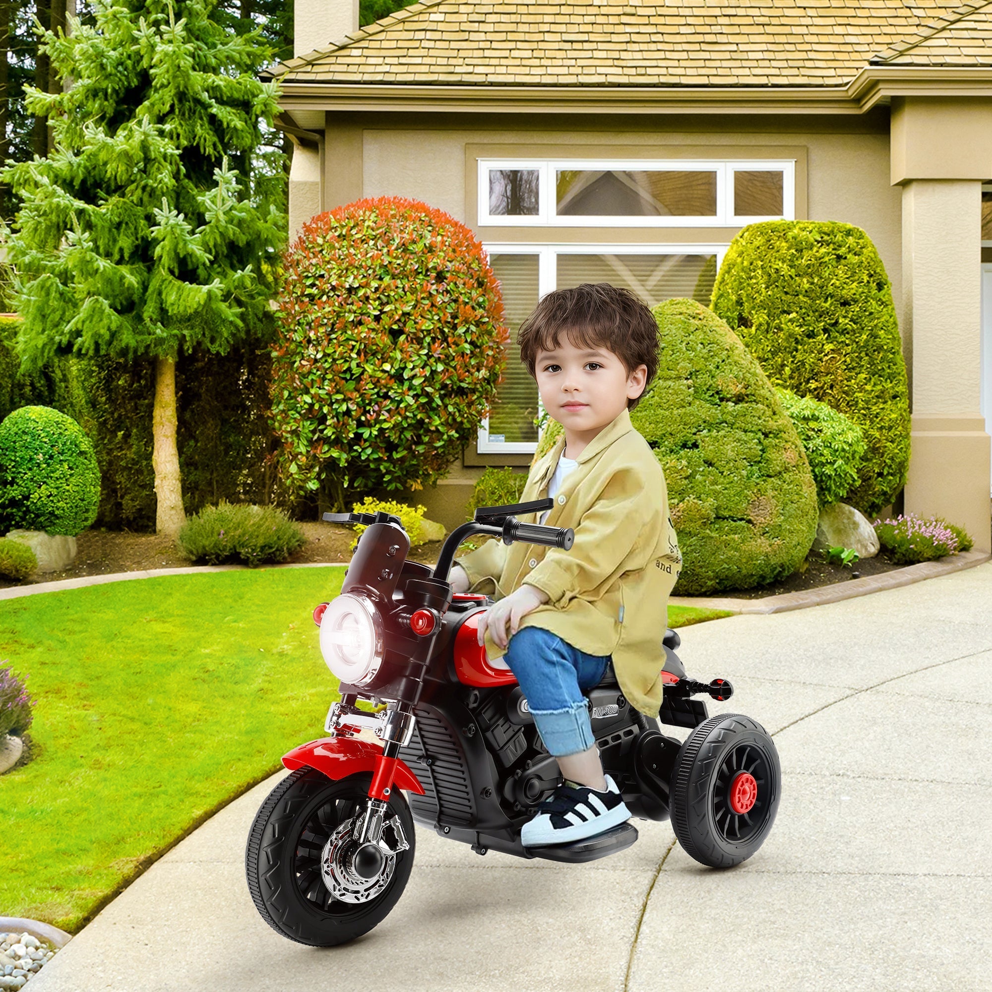3-Wheel Kids Ride-On Motorcycle 6V (Red) | Dual Drive