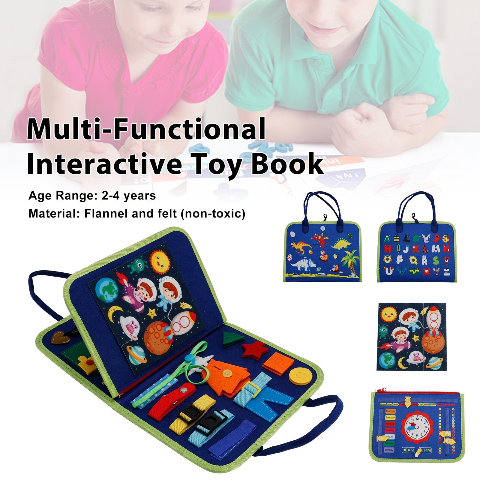 Montessori Activity Board for Toddlers Ideal for Quiet Play—Educational Gift for Children Aged 2-4