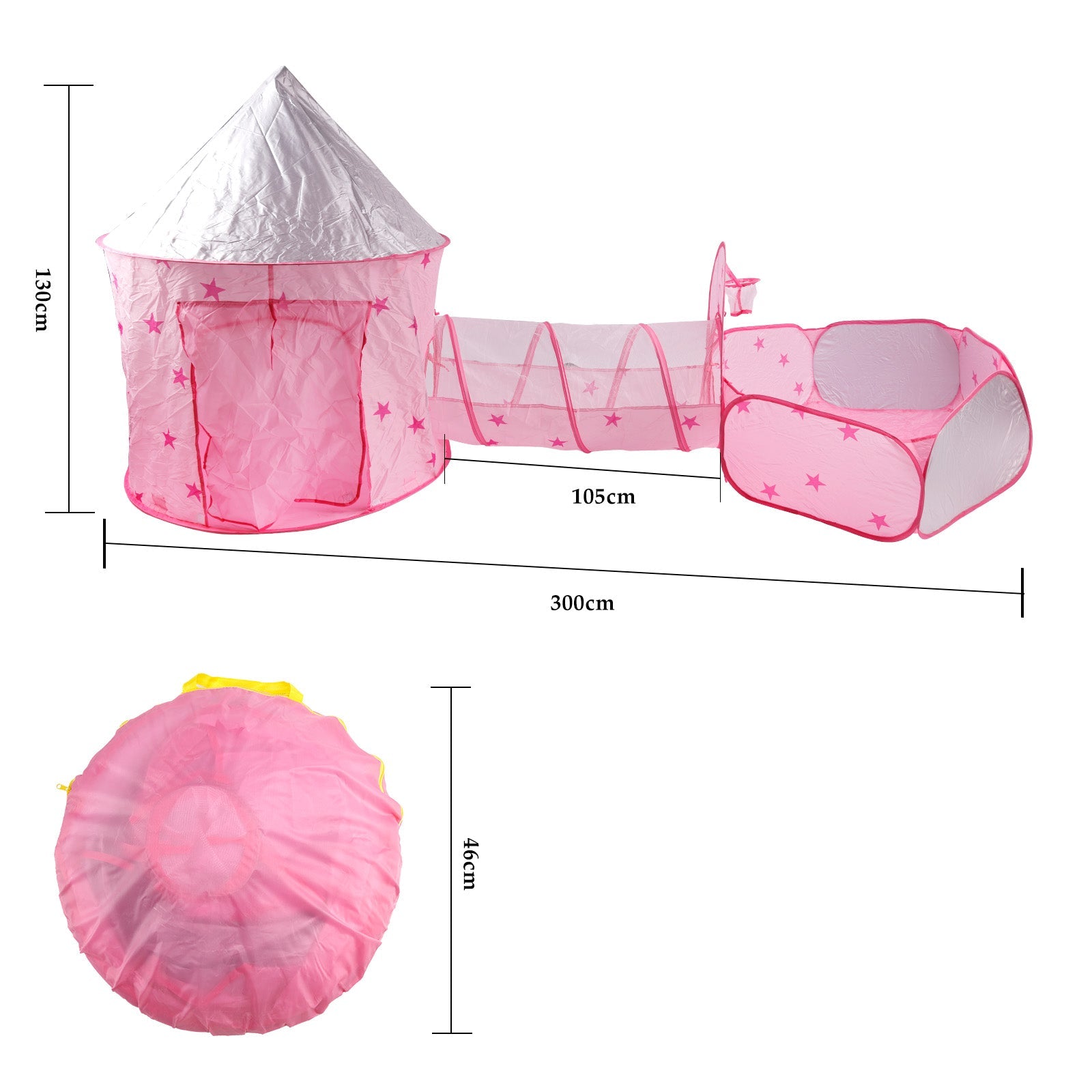 Kids Play Tent with Tunnel & Ball Pit Pink