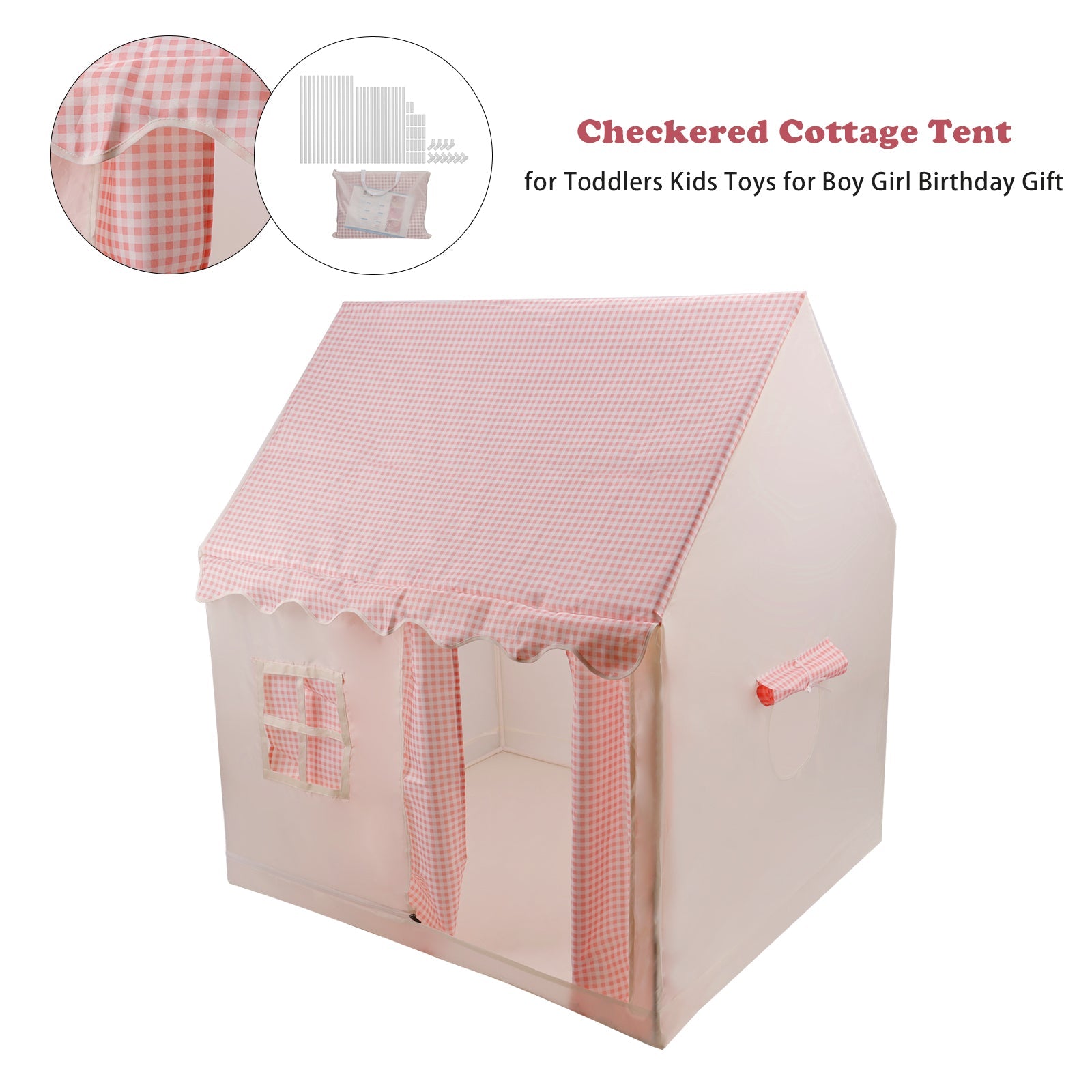 PVC Brackets-Toddler Girl Tent Indoor Playhouse for Toddlers Kids Toys for Boy Girl Birthday Gift Pink
