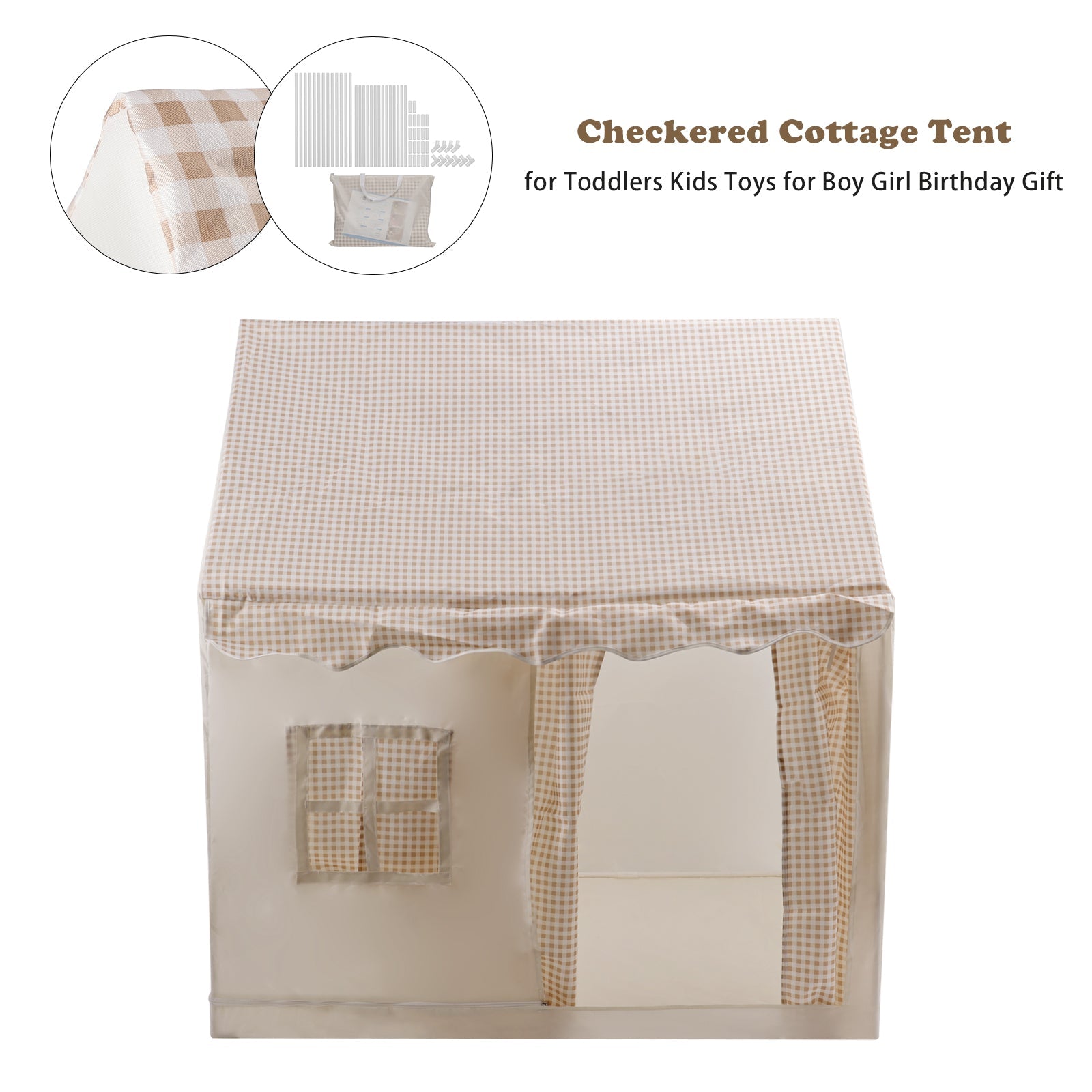 PVC Brackets-Toddler Girl Tent Indoor Playhouse for Toddlers Kids Toys for Boy Girl Birthday Gift khaki
