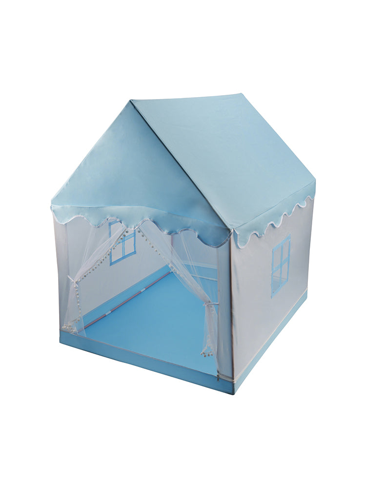 Kids Indoor Play Tent for Boys & Girls,Assembly Tent with Metal Frame,Mesh Window,Optional Star Lights & Mat,Portable Children's Playhouse with Carry Bag  Blue