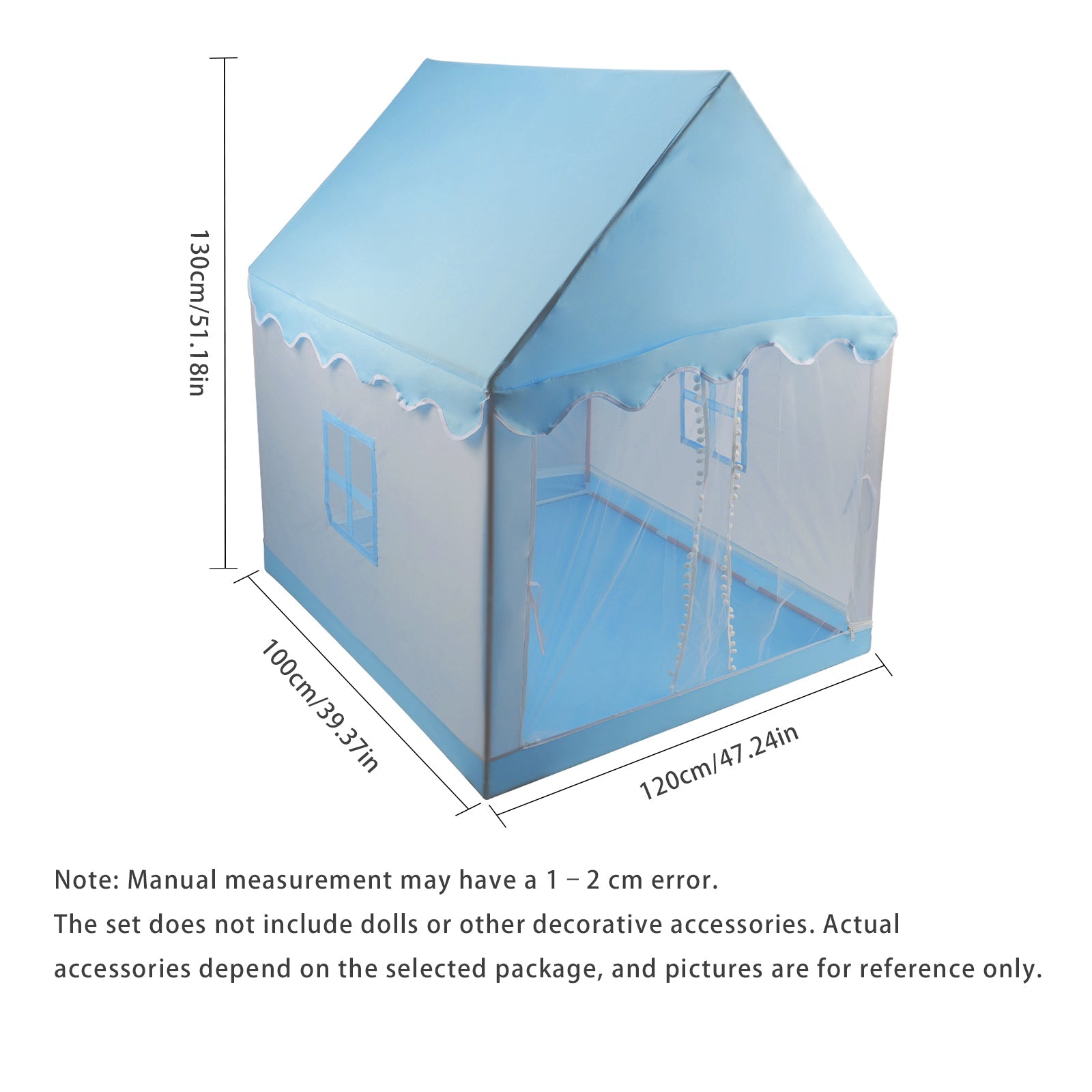 Kids Indoor Play Tent for Boys & Girls,Assembly Tent with Metal Frame,Mesh Window,Optional Star Lights & Mat,Portable Children's Playhouse with Carry Bag Blue