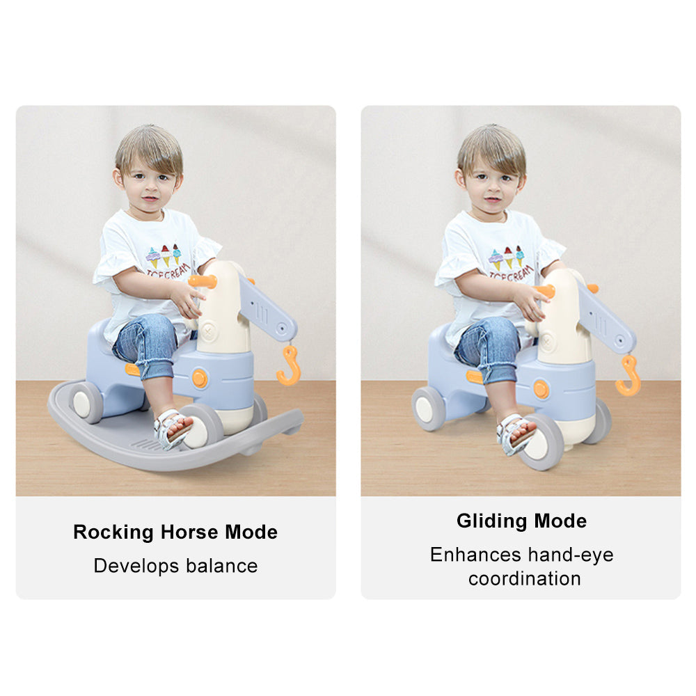 2-in-1 Baby Rocking Horse for Toddlers Ride-On Toy with Detachable Balance Board & Crane Function