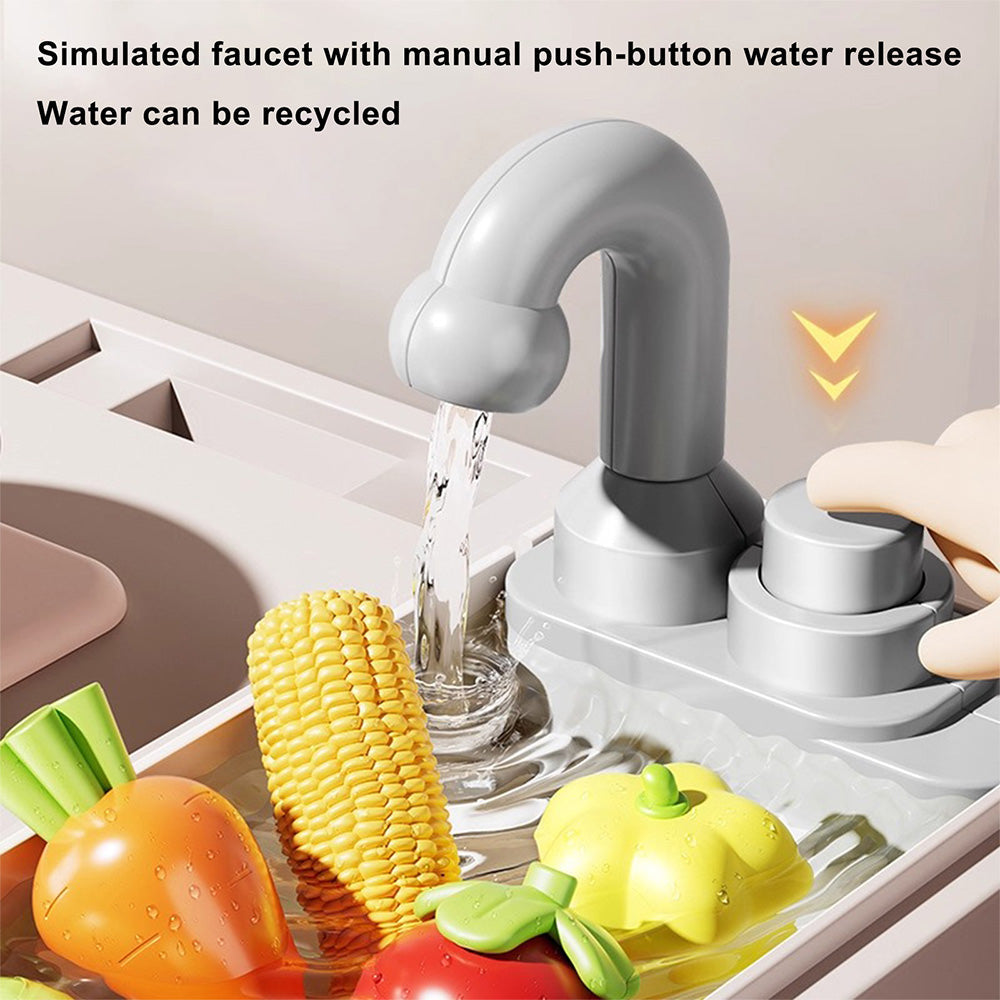 Kids Kitchen Play Set-Interactive Mist & Light Kitchen with Water Circulation Perfect Gift for Boys & Girls Ages 3+ (Red)