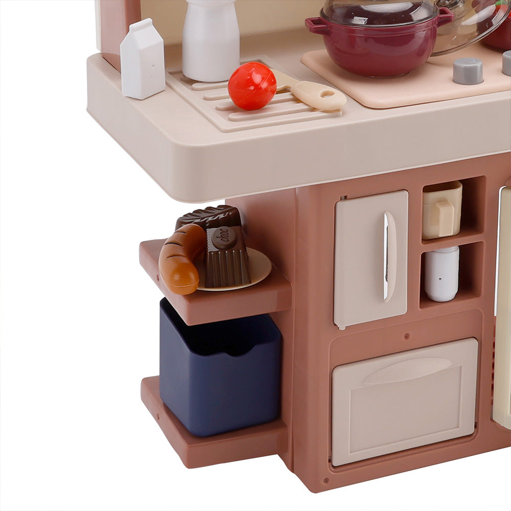 Kids Kitchen Play Set-Interactive Mist & Light Kitchen with Water Circulation Perfect Gift for Boys & Girls Ages 3+ (Red)