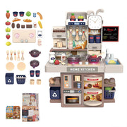 Kids Kitchen Play Set-Interactive Mist & Light Kitchen with Water Circulation Perfect Gift for Boys & Girls Ages 3+ (Red)