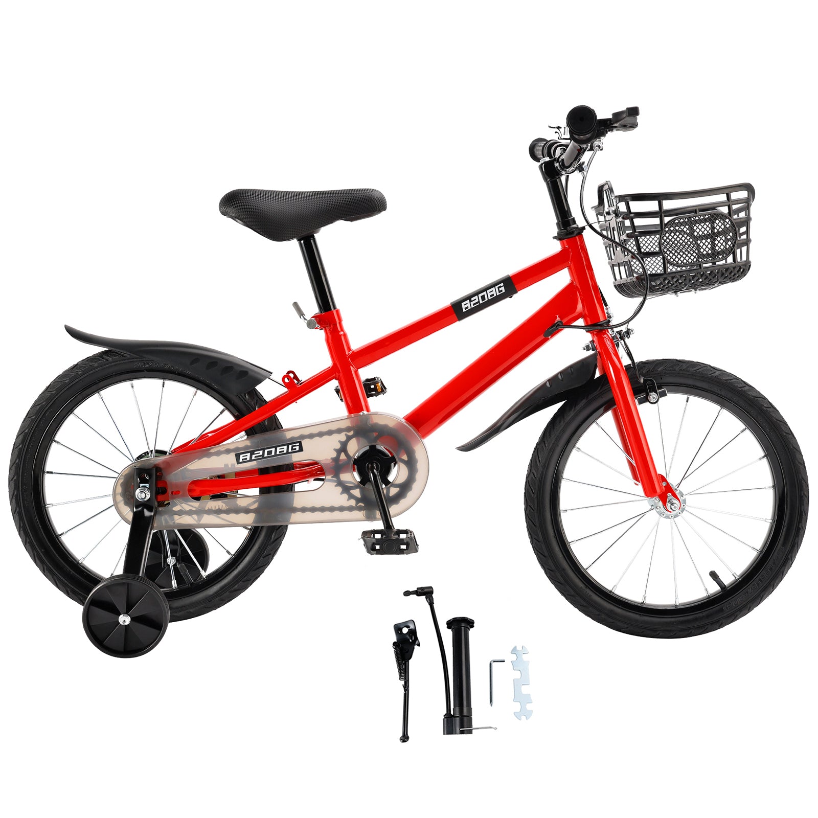 14" Kids Toddlers Bicycle for Boys and Girls with Training Wheels Basket Red
