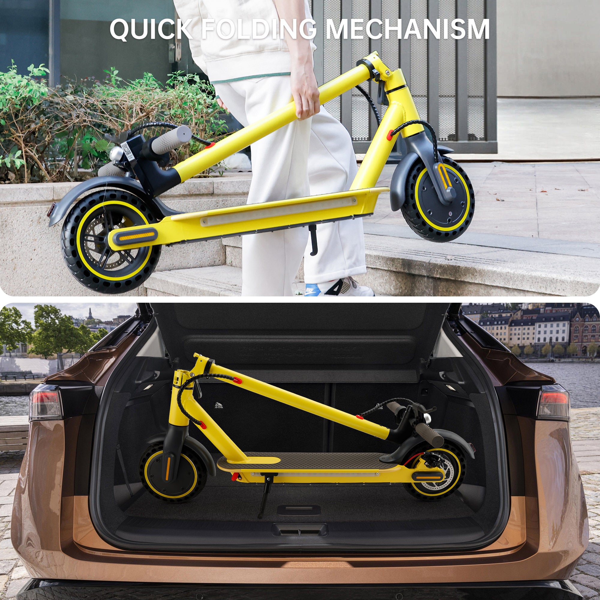 Foldable Adult E-Scooter Aerospace Alum Alloy Yellow 30.86 lb