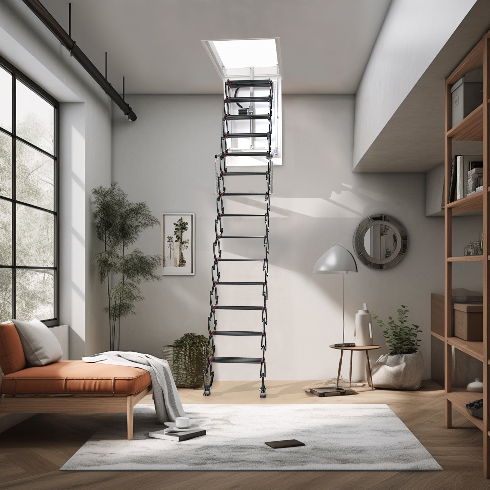 13-Step Electric Alum Folding Ladder 11.8FT Remote Loft Home 3527.5