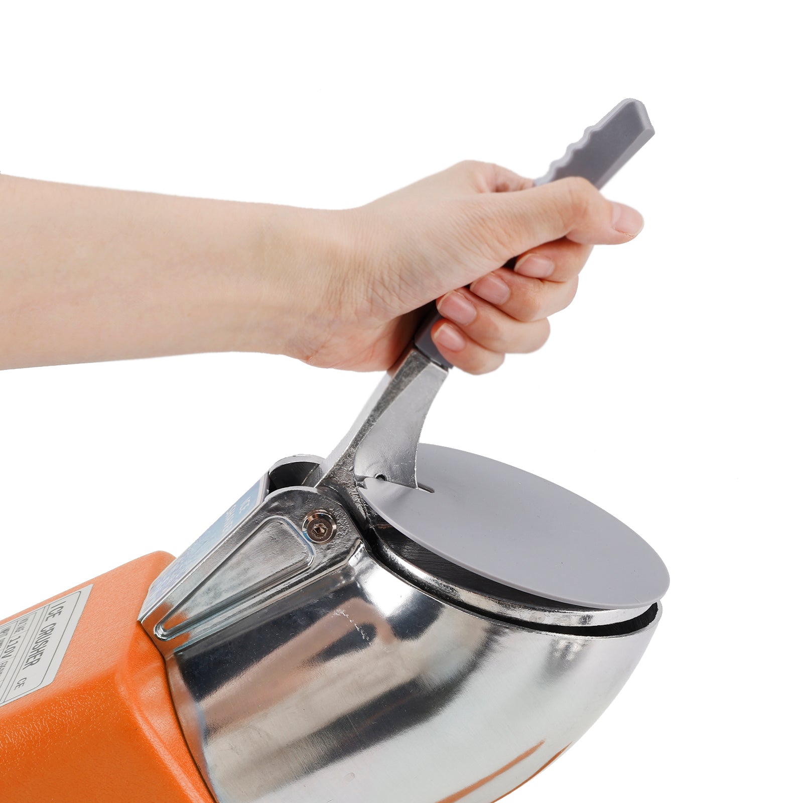 Summer Essential Orange 300W Electric Ice Crusher Machine,Shaver Snow Cone Maker,Dual Blades Aluminium Cover, Kitchen Utensils for Home Commercial Use