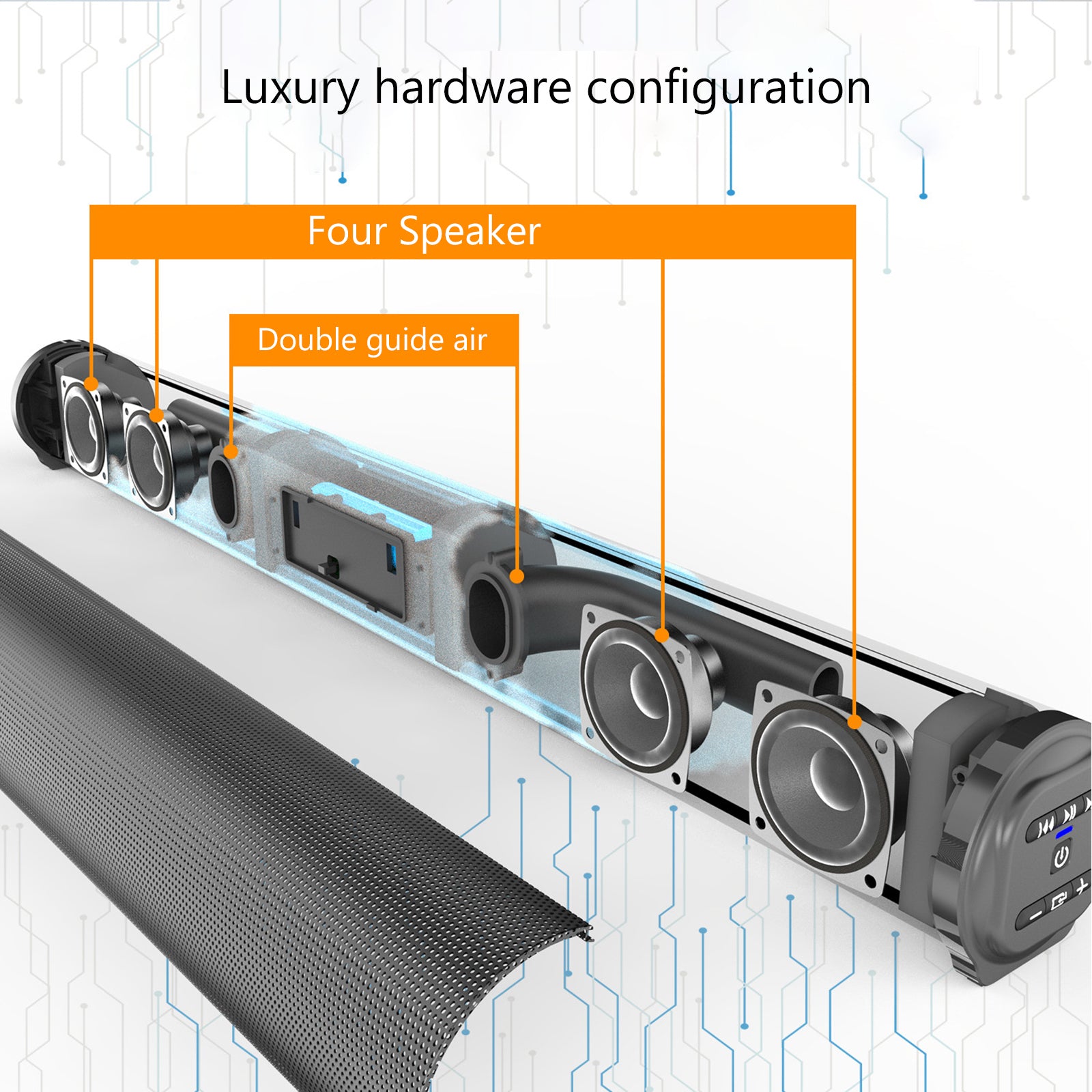 4 Speaker System Bluetooth Surround Sound Bar Wireless Subwoofer TV Home Theater