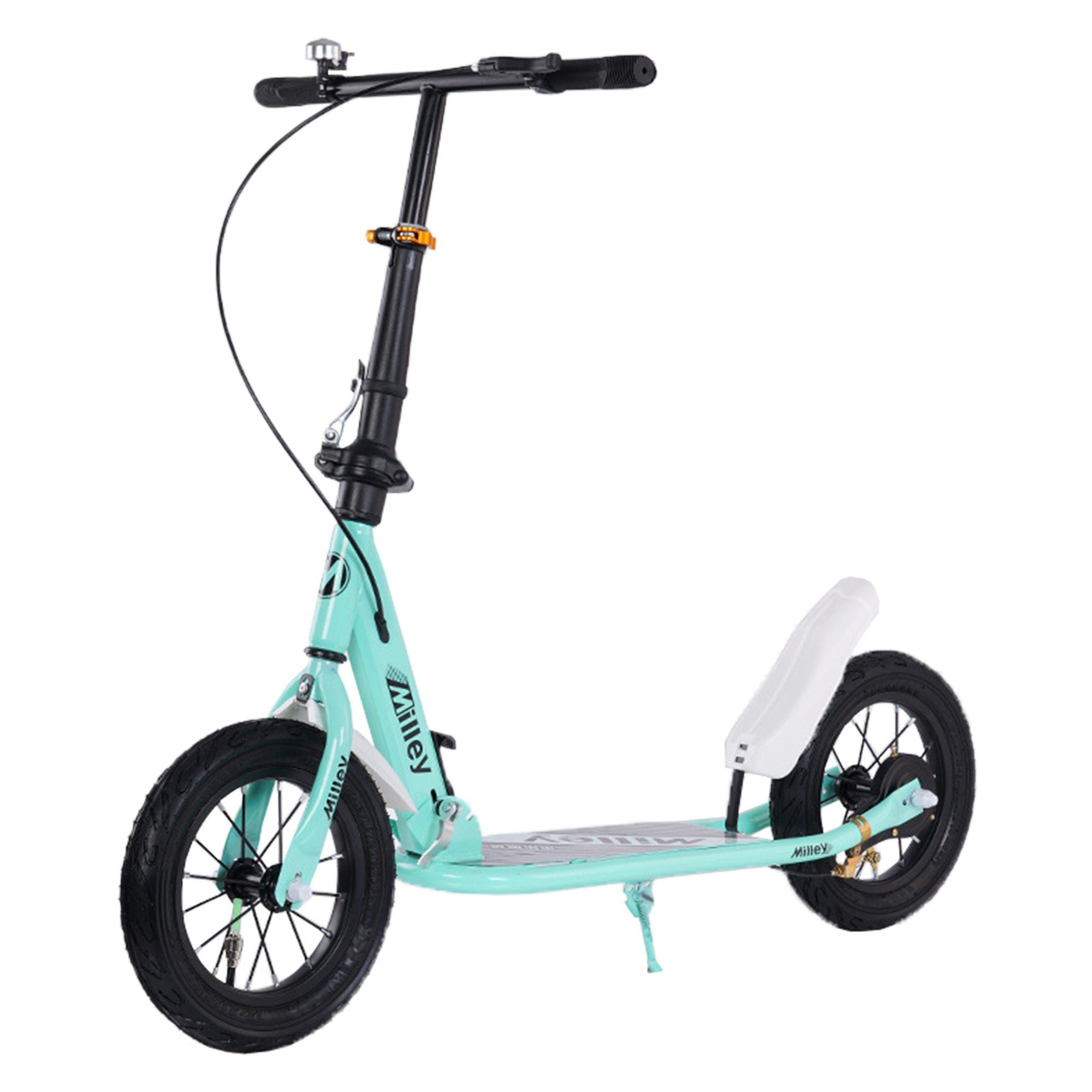 Green Commuter Scooter for Teens & Adults – Foldable, Shock-Absorbing, 12" Air Tires