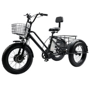 Black Electric Snow Trike with 500W Motor & Large Basket