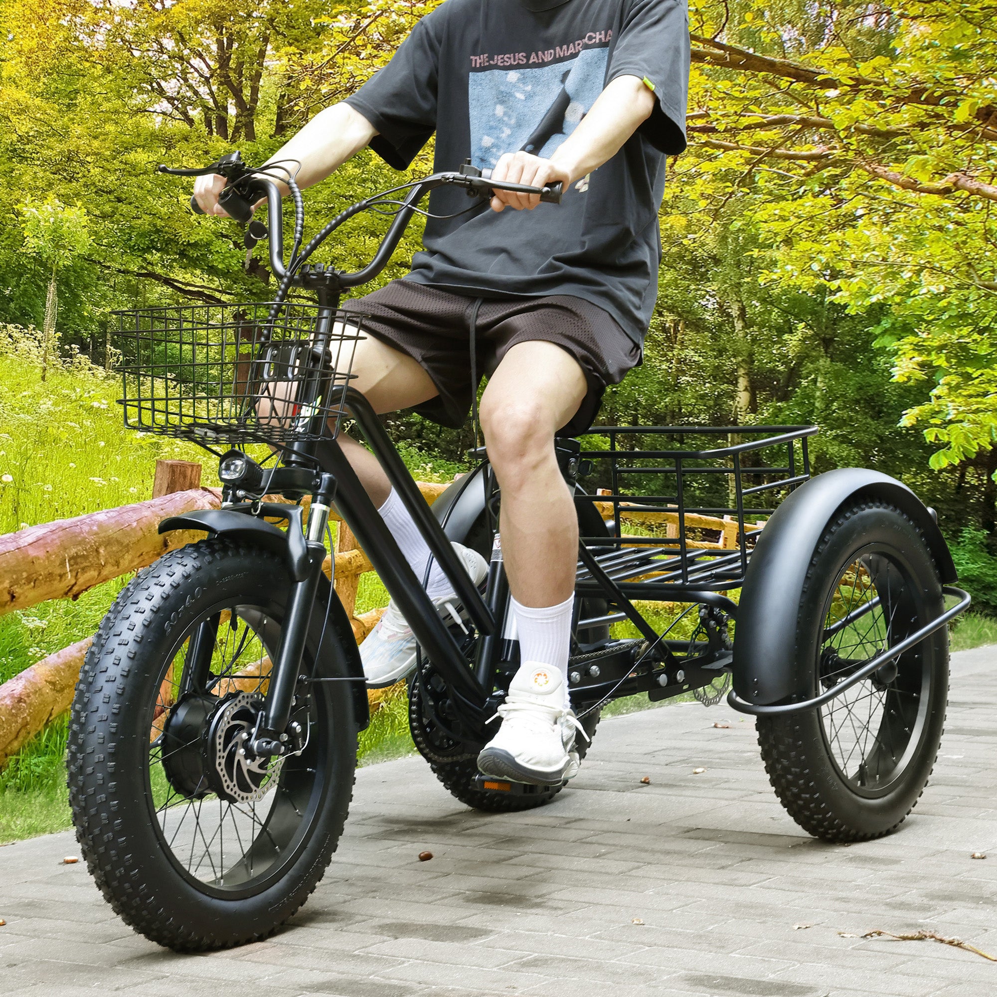Black Electric Snow Trike with 500W Motor & Large Basket