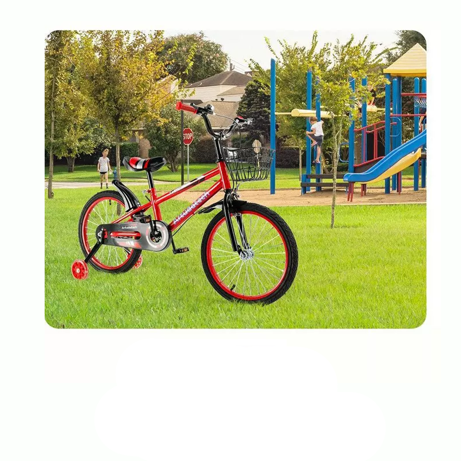 18" Kid's Bike with Removable Training Wheels and Basket