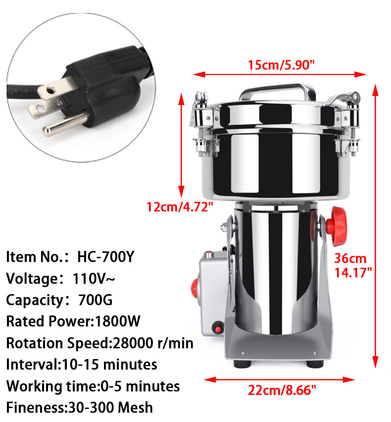 700g Grinder Electric Mill Cereal Machine-High Speed/Durable Life