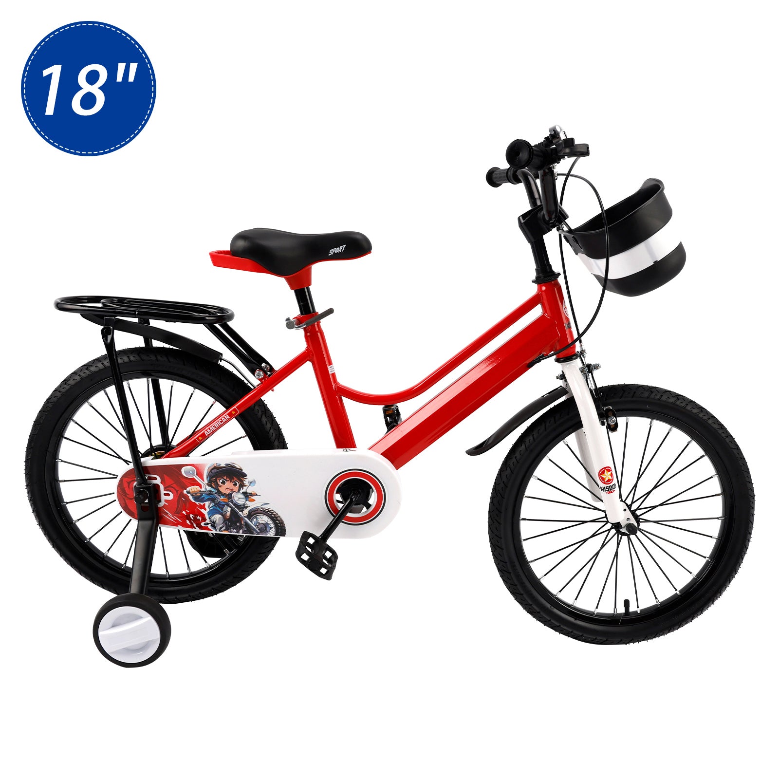 16"/18" Kids Bike for Boys and Girls with auxiliary wheels & Rack & Basket