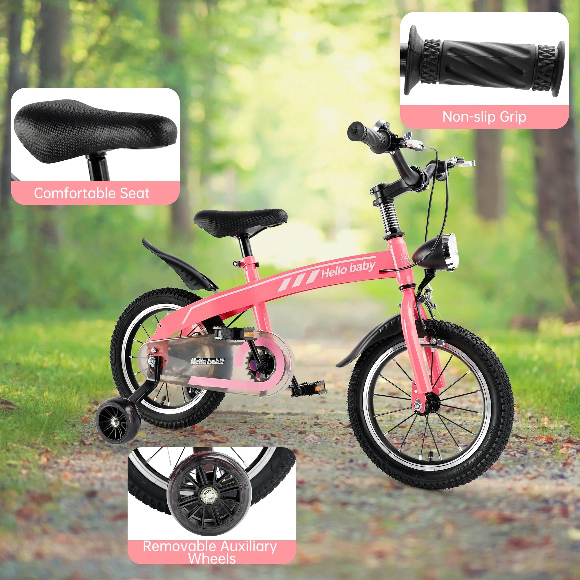 16" Kids' Bike with LED Headlight & Safety Brakes