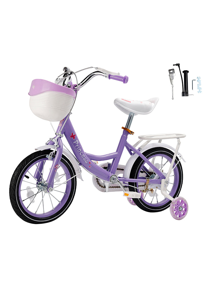 16"/18" Kids Bicycle Girls Bike with Training Wheels Basket Kickstand