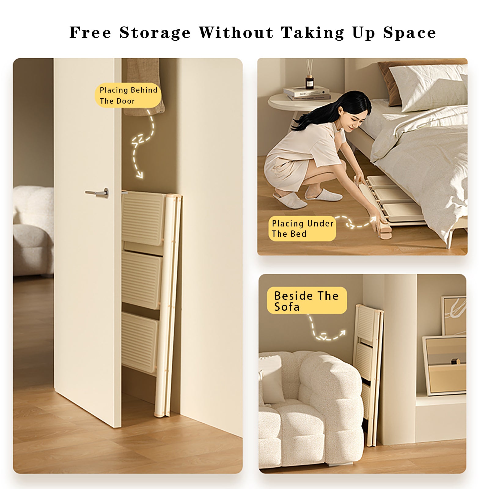 3 Step Ladder Folding Step Stool with Wide Anti-Slip Pedal