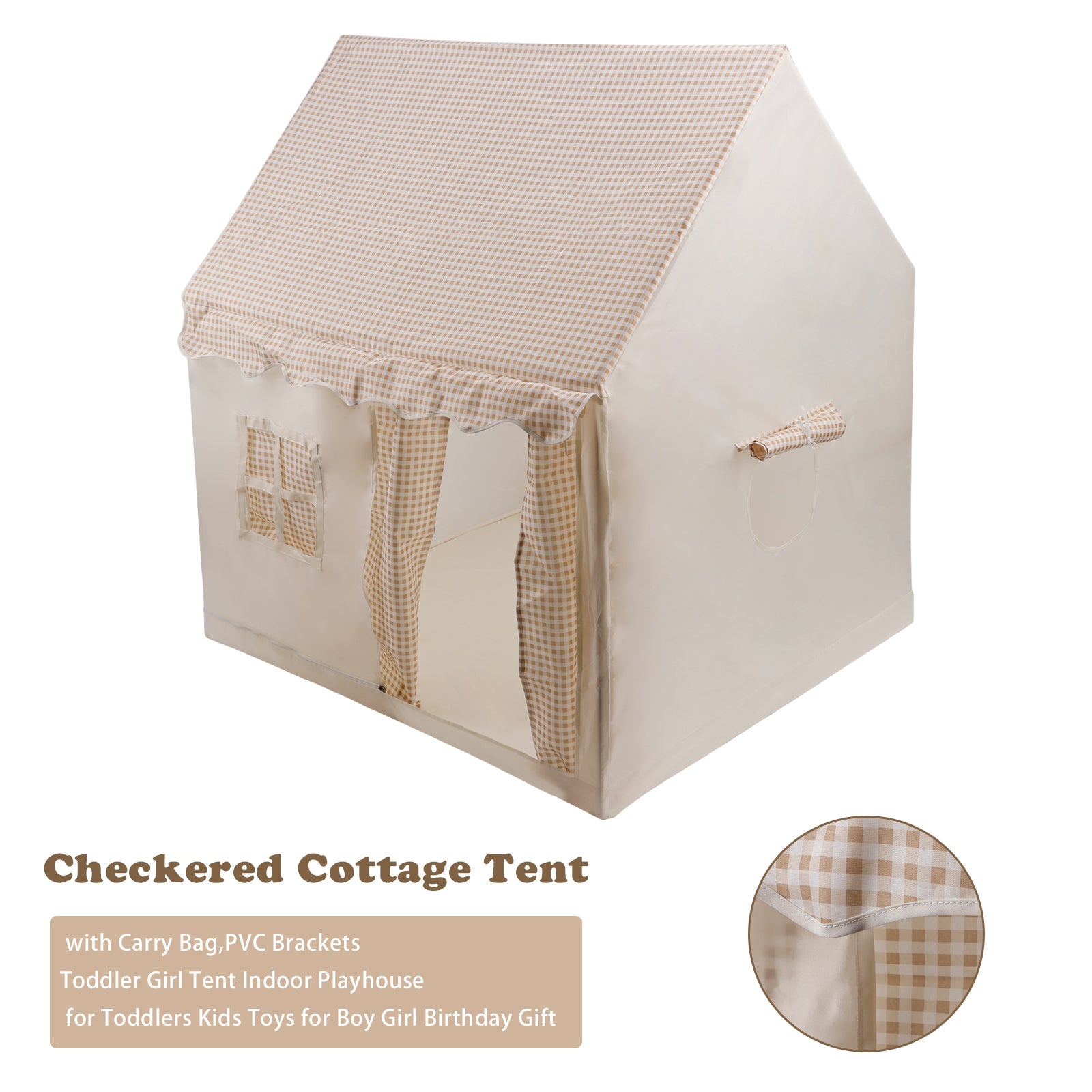 PVC Brackets-Toddler Girl Tent Indoor Playhouse for Toddlers Kids Toys for Boy Girl Birthday Gift khaki