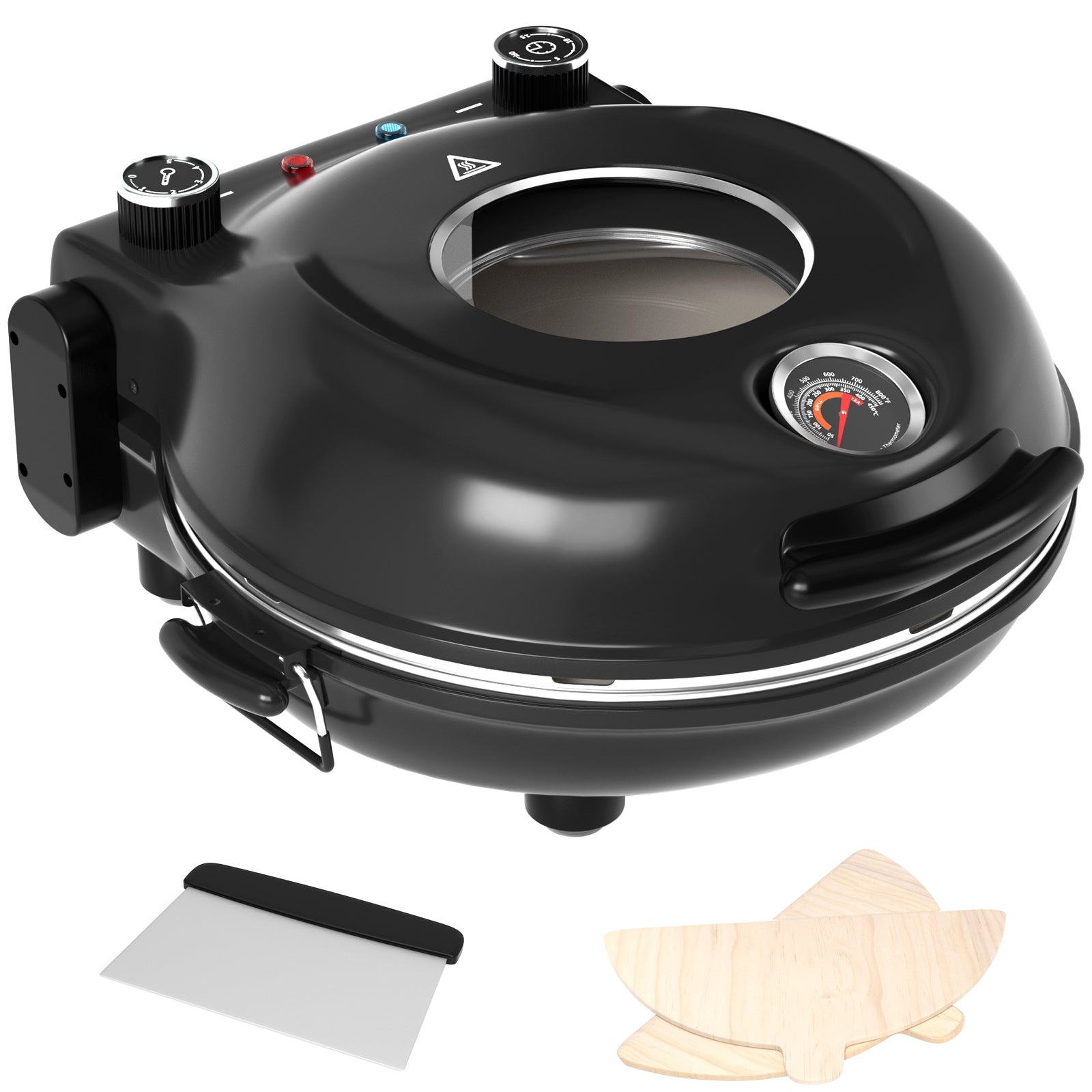 Electric Pizza Maker–12 Inch Electric Pizza Oven Indoor Countertop Maker with Ceramic Stone Heats up to 800˚F