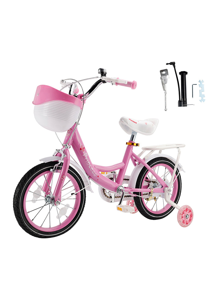 16"/18" Kids Bicycle Girls Bike with Training Wheels Basket Kickstand