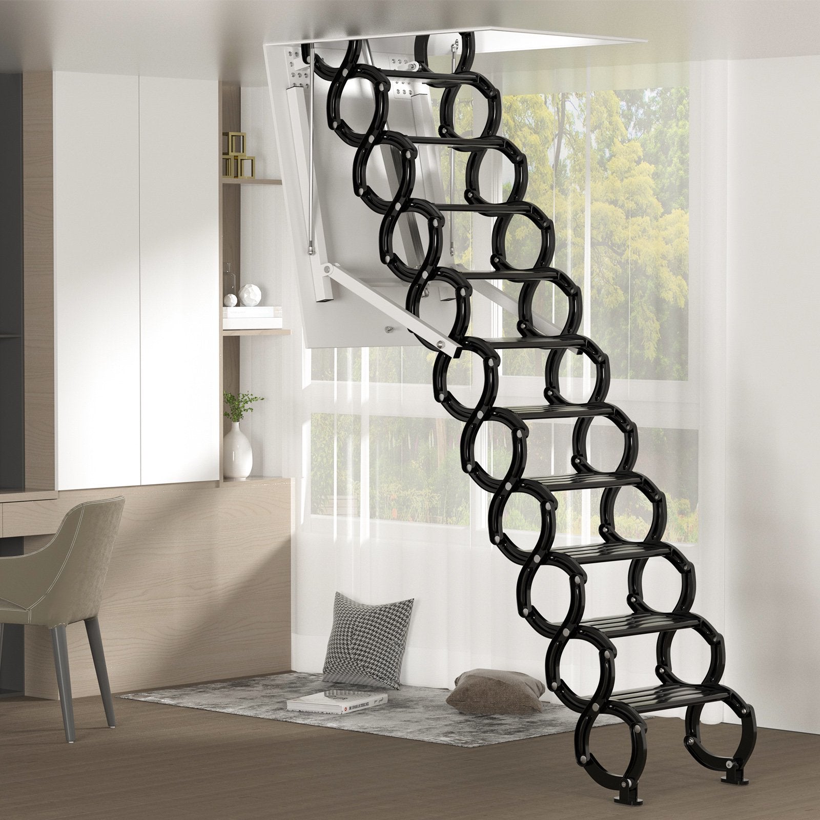 13-Step Electric Alum Folding Ladder 11.8FT Remote Loft Home 3527.5