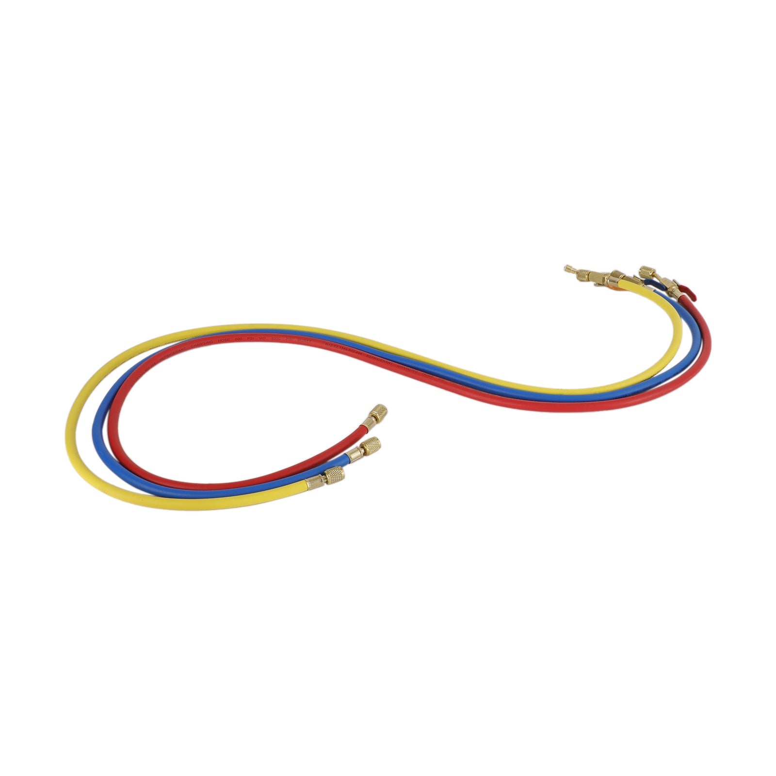 3x HVAC 1/4" SAE 600 PSI Charging Hoses W/ Shut Valve AC Refrigerant