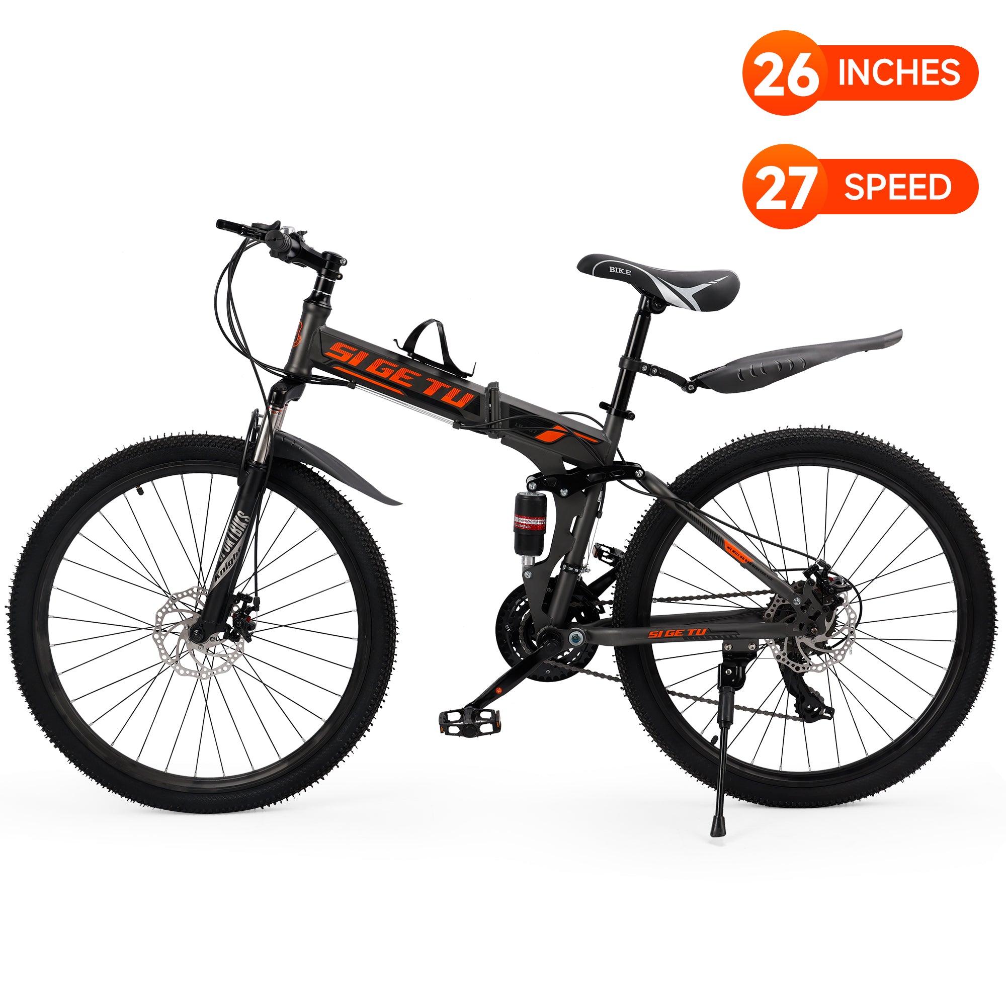 26" Wheels 27 Speed Double Disc Brake Folding Mountain Bike MTB for Adults