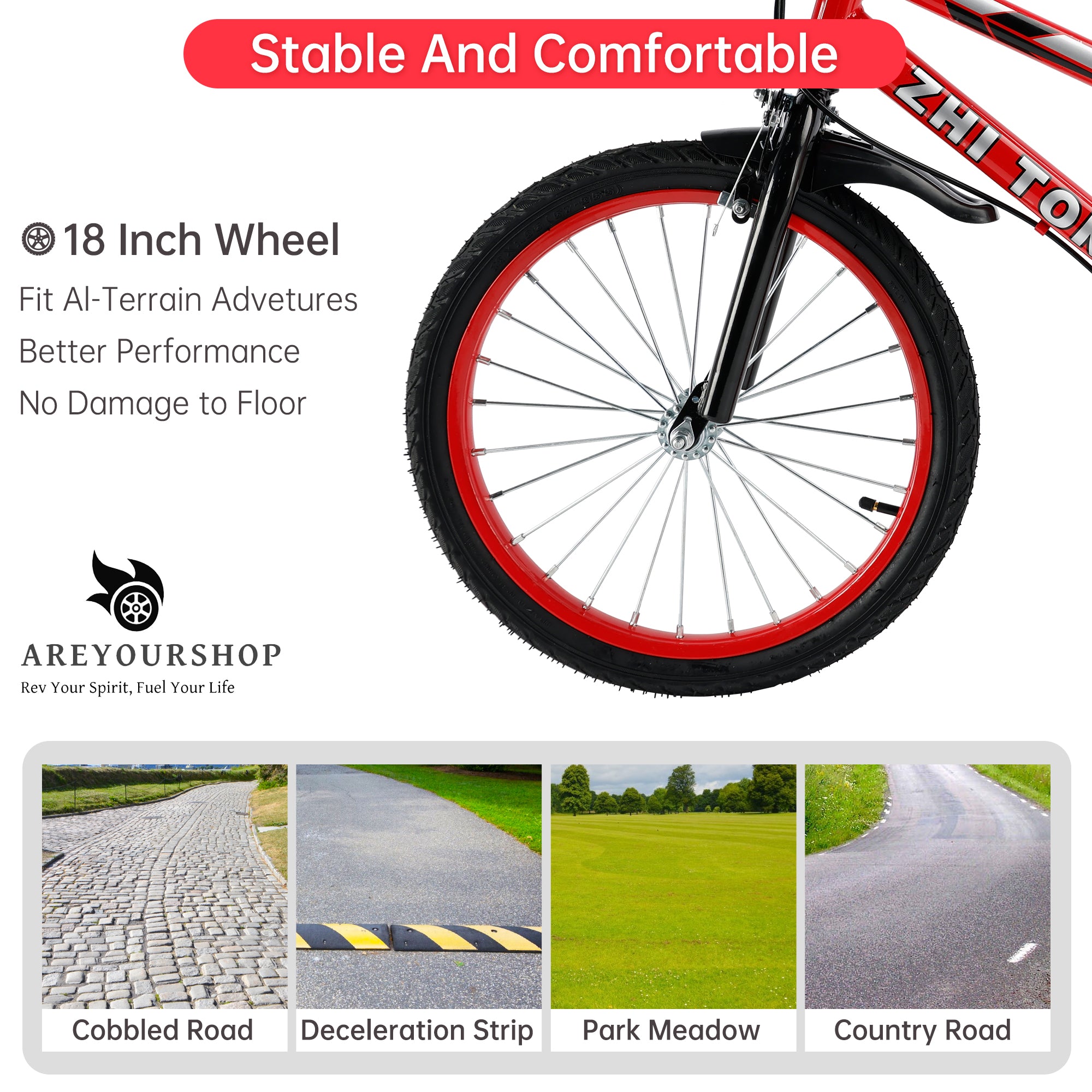 18" Kid's Bike with Removable Training Wheels and Basket